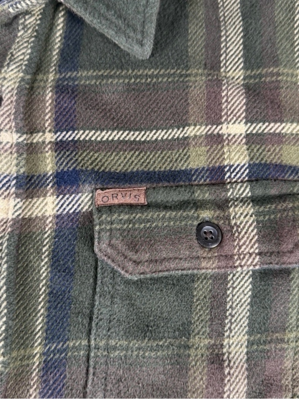 Orvis Men’s Green Plaid Flannel Shirt Jacket medium - Picture 5 of 8